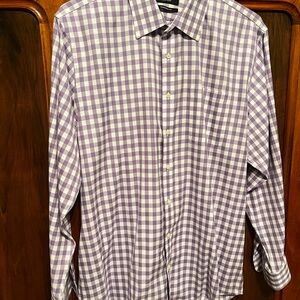 Nordstrom Purple and White Checkered Men's Shirt